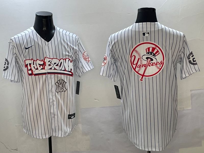 Men New York Yankees Blank White Stripe four generations Joint Name 2025 Nike MLB Jersey style 1->new york yankees->MLB Jersey